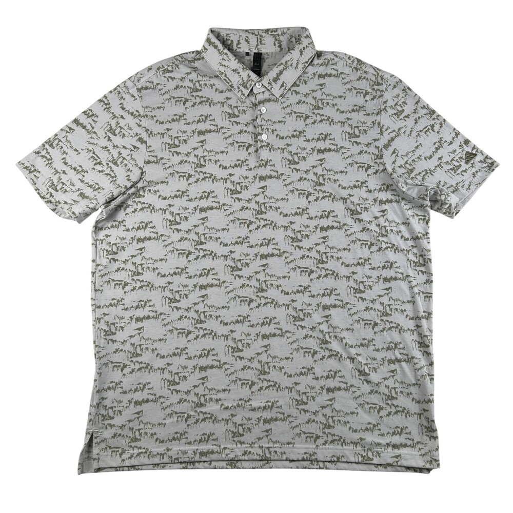Adidas Polo Shirt Mens XL Gray Green Graphic Print Lightweight Golf Casual